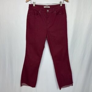 Whetherly Women’s Savannah High Rise Slim Kick‎ Flare Jeans Size 10/30 Burgundy